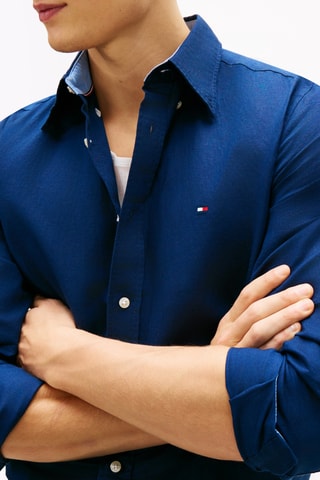 Chemise regular en lin - Bleu marine