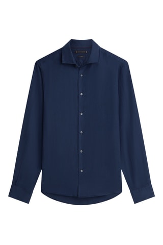 Chemise slim en lin - Bleu nuit