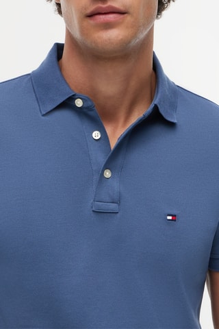 Polo slim en coton biologique - Bleu cobalt