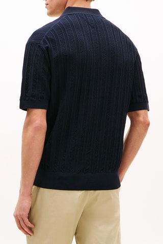 Polo relaxed en coton biologique - Bleu nuit