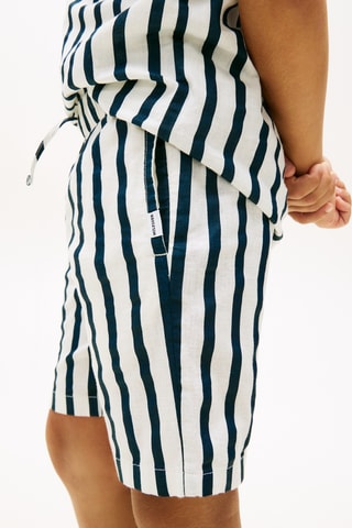 Short relaxed en lin - Bleu marine et blanc