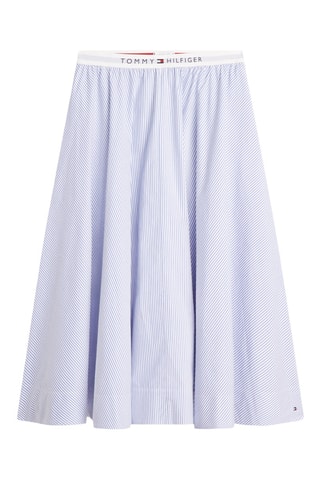 Jupe droite en coton biologique - Ciel et blanc