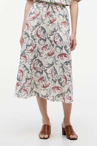 Jupe midi en lin - Beige