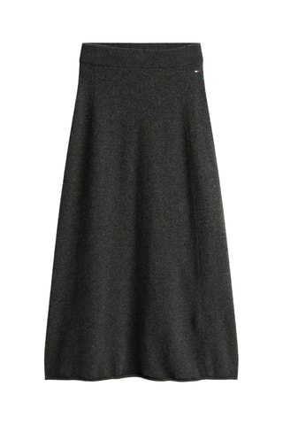 Jupe midi en laine - Gris foncé chiné