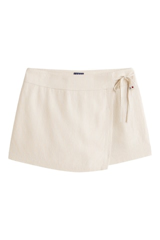 Jupe-short en lin taille haute - Beige