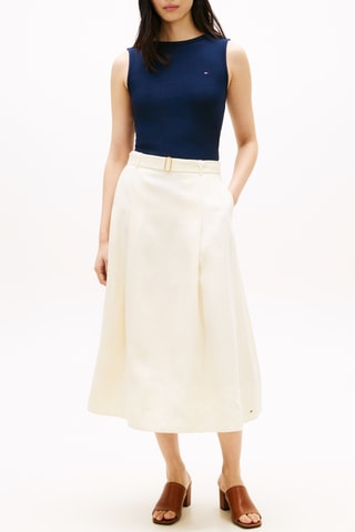 Jupe midi en lin - Beige