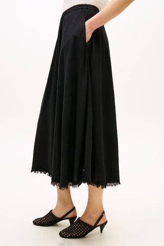 Jupe patineuse en lin - Noir