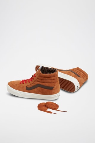 Zapatillas altas de nobuk Sk8-Hi - Camel y rojo