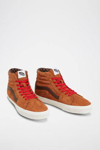 Zapatillas altas de nobuk Sk8-Hi - Camel y rojo