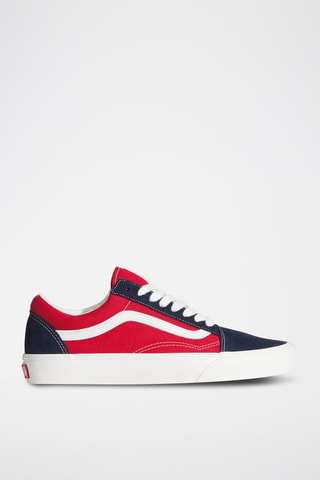 Baskets en cuir Old Skool - Rouge et bleu marine - Vans