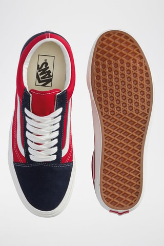 Baskets en cuir Old Skool - Rouge et bleu marine - Vans