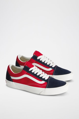 Baskets en cuir Old Skool - Rouge et bleu marine - Vans
