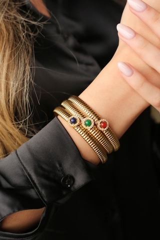 3 bracciali bangle - Placcato oro giallo e zirconi