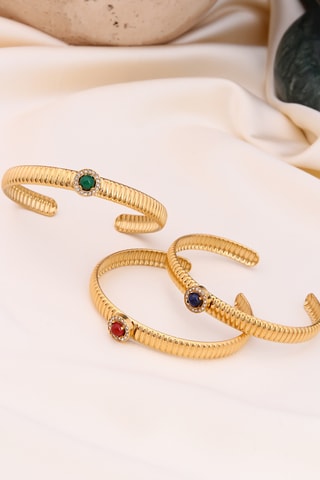 3 bracciali bangle - Placcato oro giallo e zirconi