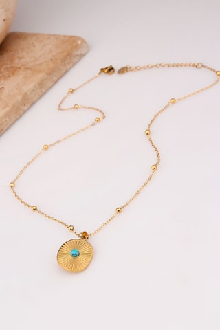 Collier - Plaqué or jaune et malachite