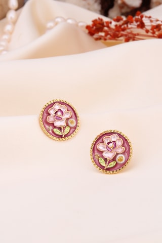 Brincos - Rosa-maquilhagem e dourado