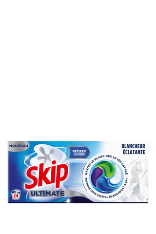 4 x Lessive capsule 4en1 blancheur éclatante Skip Ultimate - 24 lavages