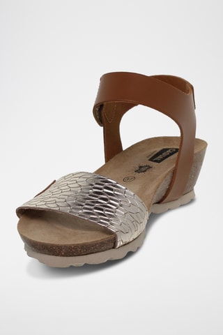 Sandales compensées en cuir - Argenté
