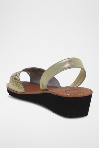 Sandales avarca compensées en cuir - Doré