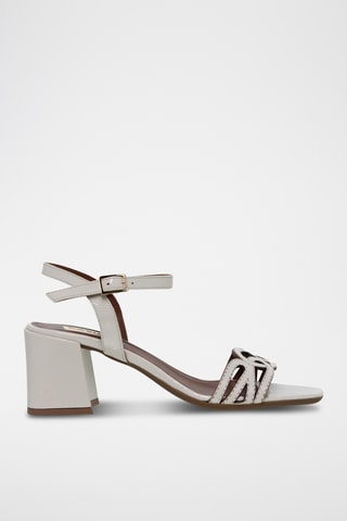 Sandales à talons en cuir - Beige