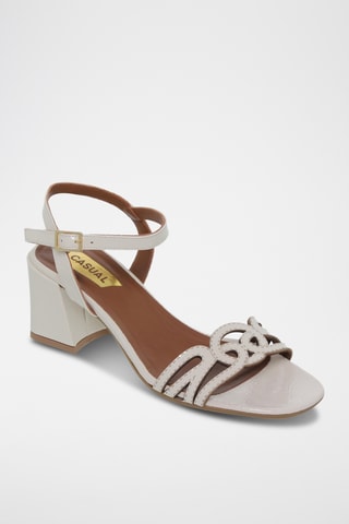 Sandales à talons en cuir - Beige
