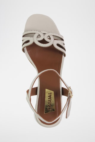 Sandales à talons en cuir - Beige