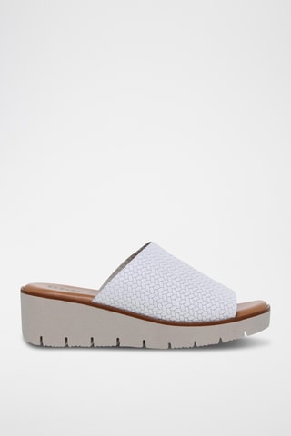 Mules compensées en cuir - Blanc