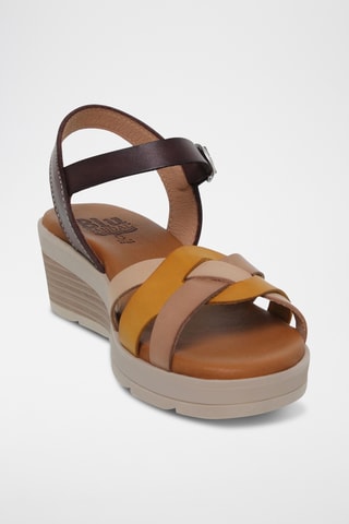 Sandales compensées en cuir - Marron