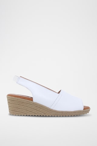 Sandales compensées en cuir - Blanc