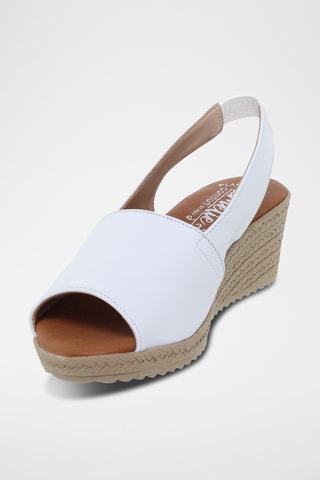 Sandales compensées en cuir - Blanc