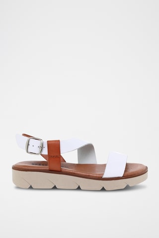 Sandales compensées en cuir - Blanc