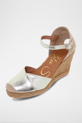 Espadrilles compensées en cuir - Argenté