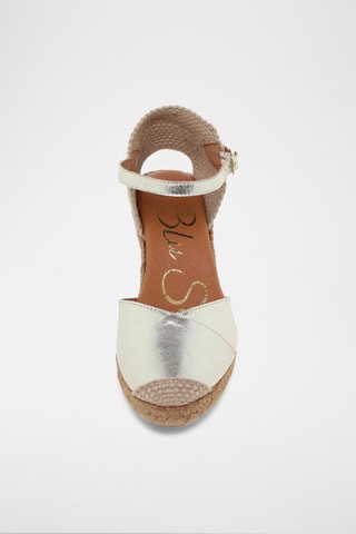 Espadrilles compensées en cuir - Argenté