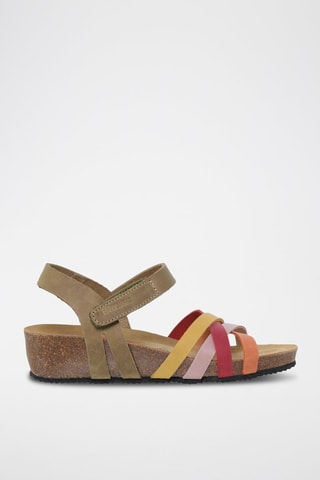 Sandales compensées en cuir  Blusandal - Marron et argenté