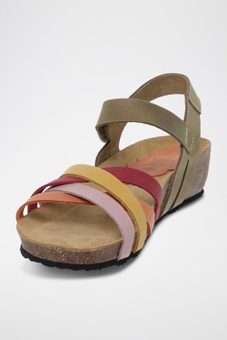 Sandales compensées en cuir  Blusandal - Marron et argenté