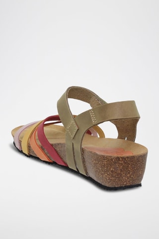 Sandales compensées en cuir  Blusandal - Marron et argenté