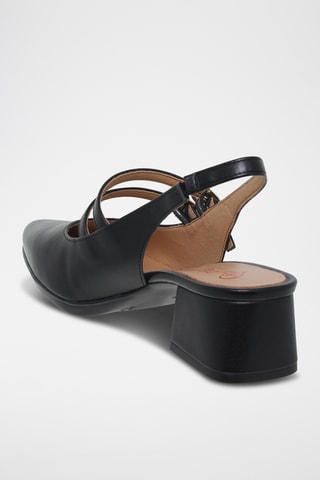 Babies à talons en cuir - Noir