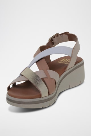 Sandales compensées en cuir - Multicolore