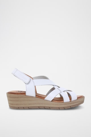 Sandales compensées en cuir - Blanc