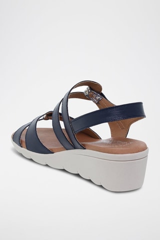 Sandales compensées en cuir  Amelie - Beige et argenté
