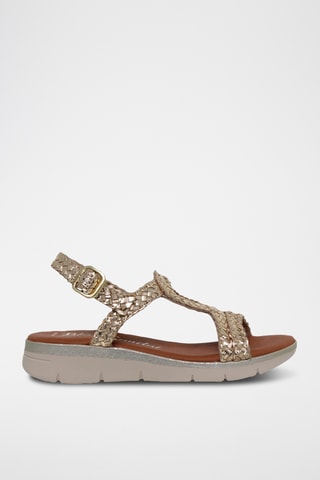 Sandales compensées en cuir - Gris