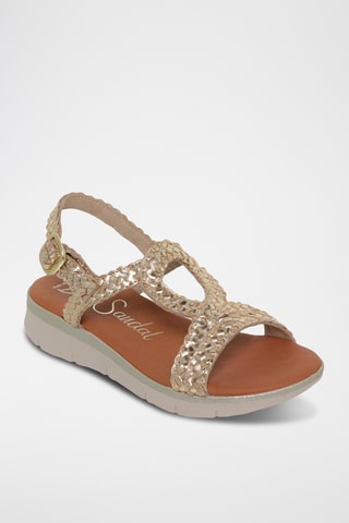 Sandales compensées en cuir - Gris