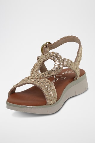 Sandales compensées en cuir - Gris