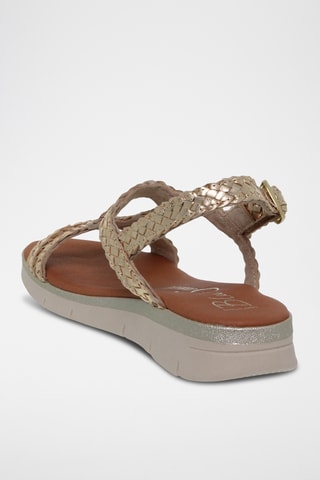 Sandales compensées en cuir - Gris
