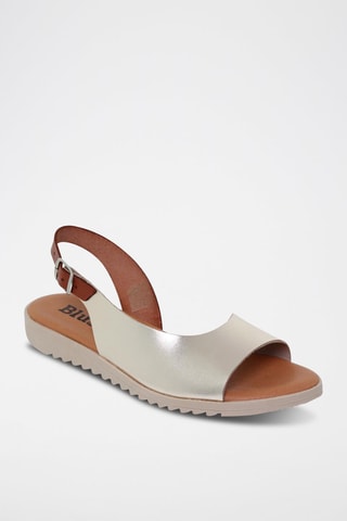 Sandales en cuir  Blusandal - Argenté et marron