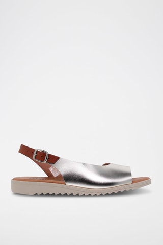 Sandales en cuir  Blusandal - Argenté et marron