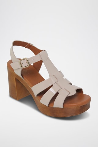 Sandales à talons en cuir verni  Blusansal - Beige
