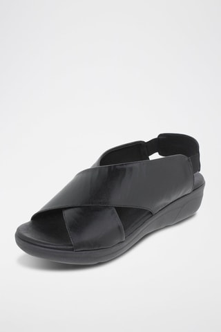 Sandales compensées en cuir - Noir