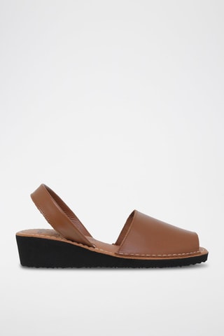Sandales compensées en cuir Avarca menorquina - Marron