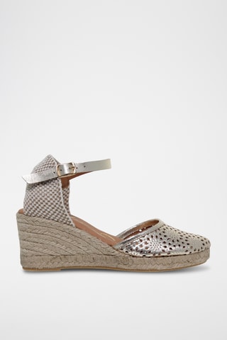 Espadrilles compensées en cuir - Argenté